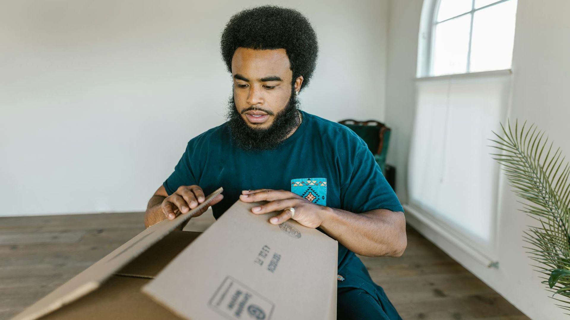 Person moving energetically in a bright modern space.